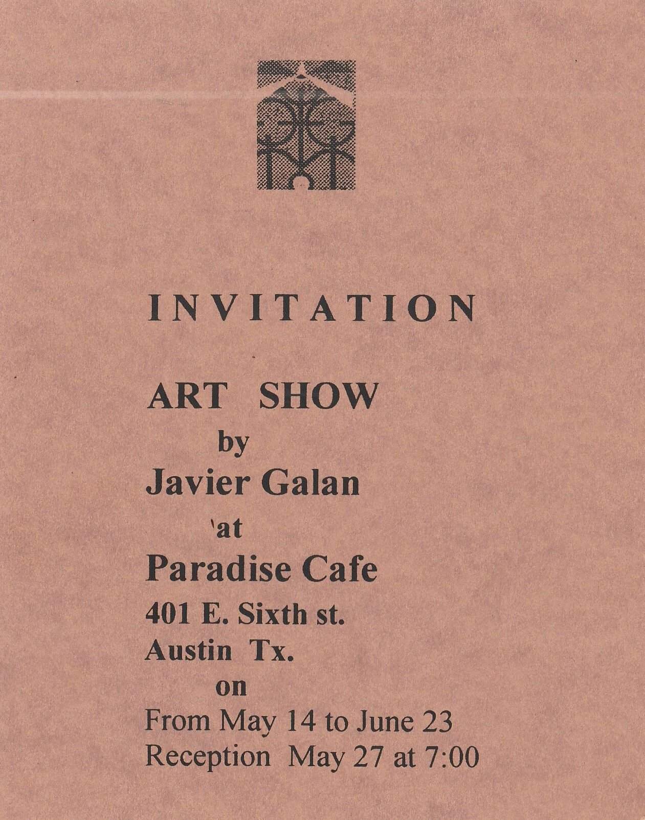 2000 — Solo show invitation: Paradise Cafe, Austin
